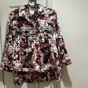 NWOT kate Spade ♠️ Pink and Green Rose Print Floral Pajama Shirts Set